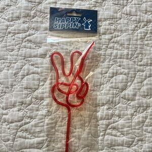 Dutch Bros Red Peace Sign Straw